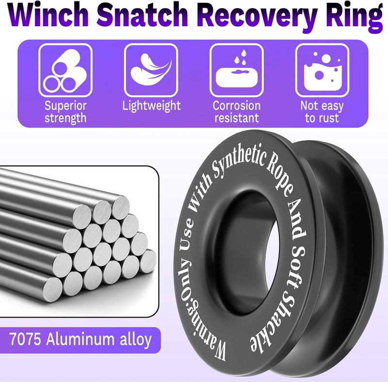 ecocstm Winch Snatch Recovery Ring, Heavy Duty 66000 Lbs Break Strength Snatch Block Ring, Towing Rcovery Snatch for Soft Shackle and Synthetic Rope, Compatible with ATV UTV SUV Truck Off-Road Vehicle (Black) - Image 4